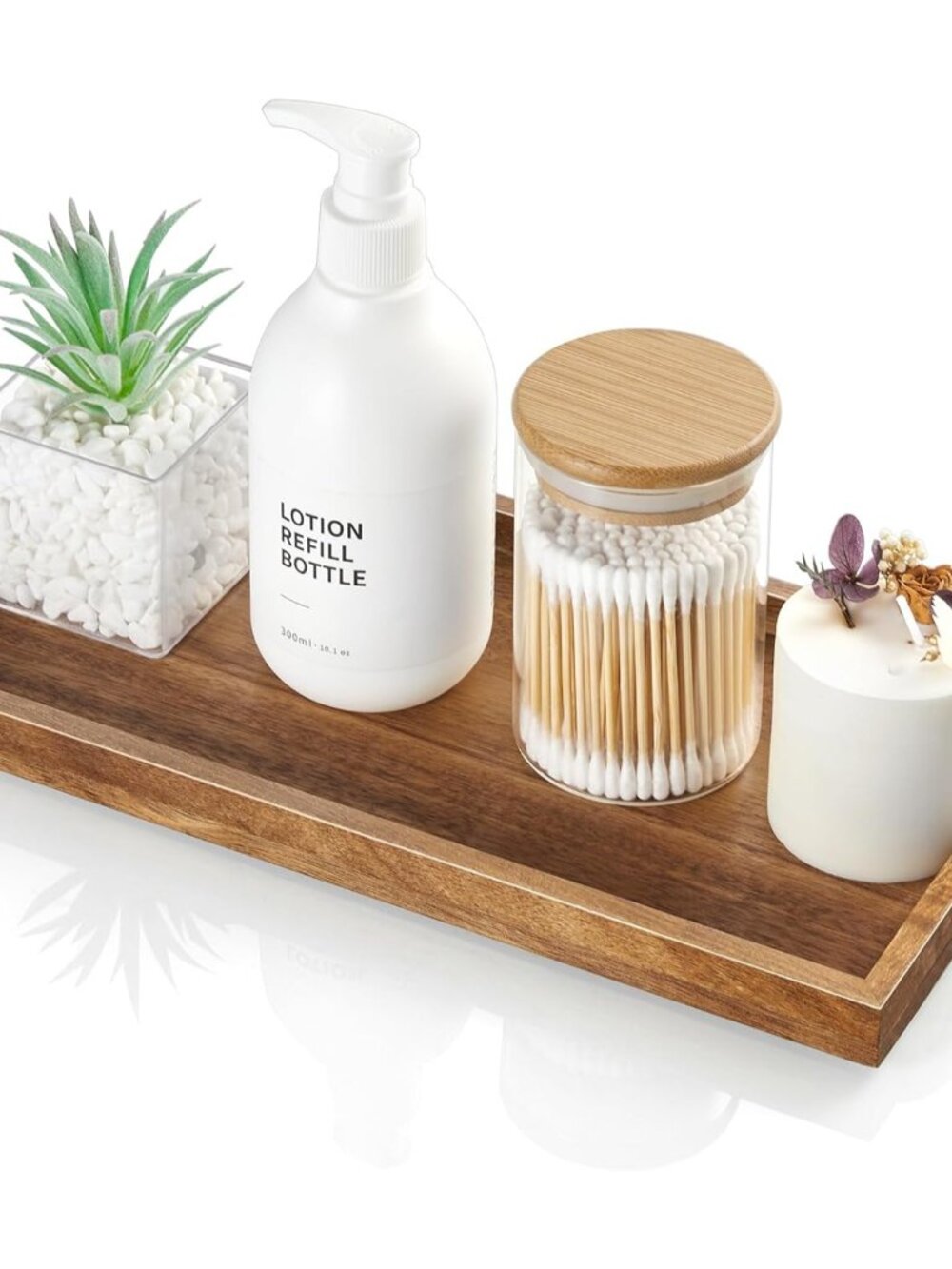 11.7" Bathroom Vanity Tray for Counter - Acacia Wood Decorative Tray for Toilet
